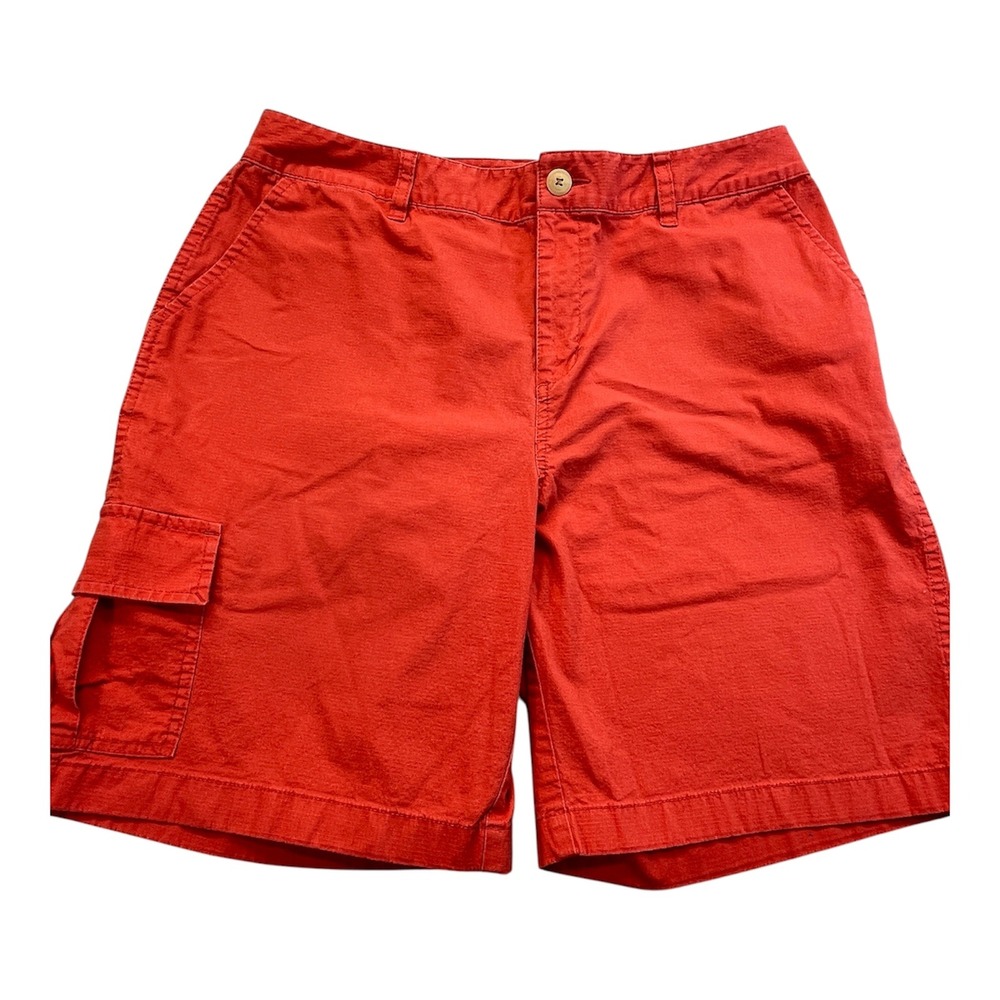 Coldwater Creek Womens Orange Cargo Shorts Size 14 Cotton Spandex Gorpcore READ